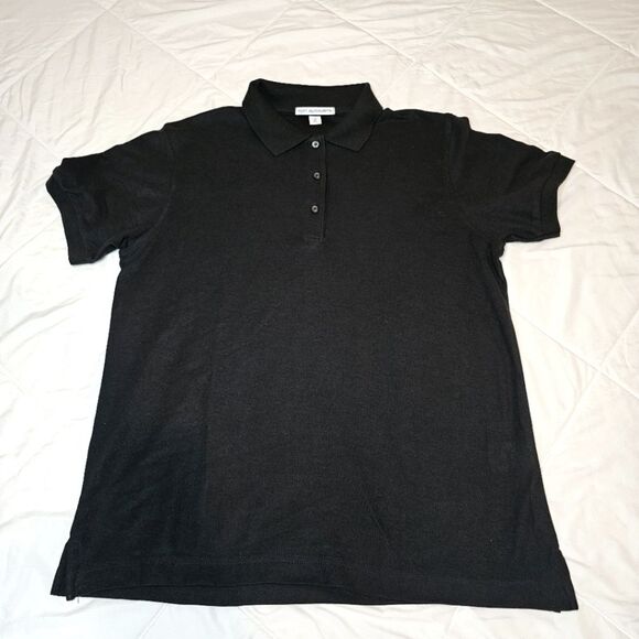 Ladies Medium Port Authority Black Short Sleeve Classic Polo Collared Shirt - Picture 1 of 8